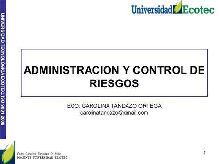 ADMINISTRACION Y CONTROL DE RIESGOS