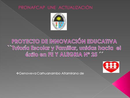  Genoveva Carhuanambo Altamirano de E.INICIAL Ed.PRIM. Ed.SECUN. CETPRO DIRECTORA: MARTHA OROZCO GOMEZ.