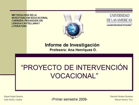 “PROYECTO DE INTERVENCIÓN VOCACIONAL”