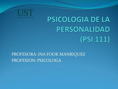 PSICOLOGIA DE LA PERSONALIDAD (PSI 111)