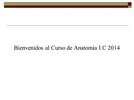 Bienvenidos al Curso de Anatomia I C 2014