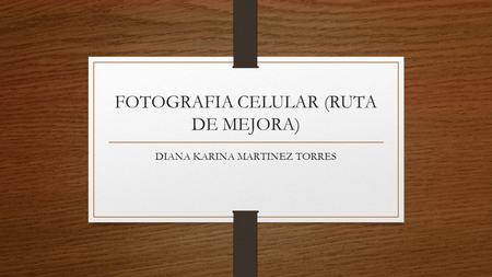 FOTOGRAFIA CELULAR (RUTA DE MEJORA) DIANA KARINA MARTINEZ TORRES.