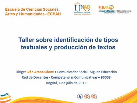 Taller sobre identificación de tipos textuales y producción de textos