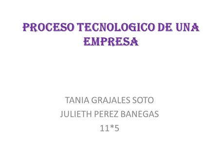 PROCESO TECNOLOGICO DE UNA EMPRESA