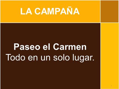 1 Paseo el Carmen Todo en un solo lugar. LA CAMPAÑA.