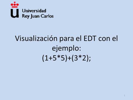 Visualización para el EDT con el ejemplo: (1+5*5)+(3*2); 1.