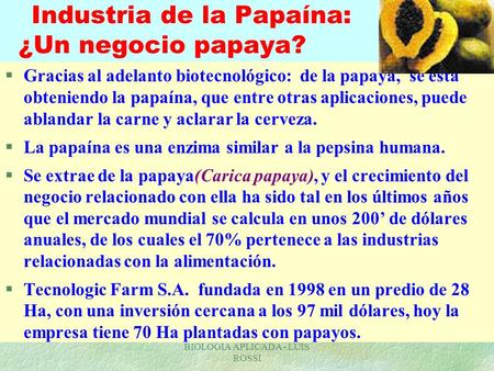 Industria de la Papaína: ¿Un negocio papaya?