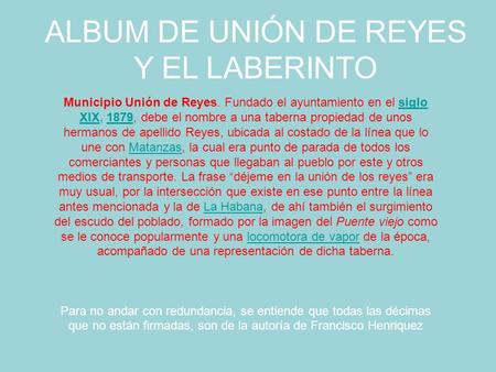 ALBUM DE UNIÓN DE REYES Y EL LABERINTO