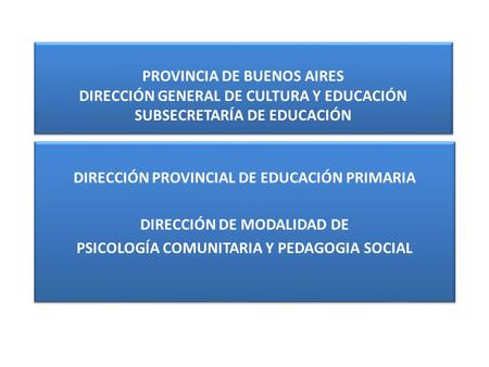 DIRECCIÓN PROVINCIAL DE EDUCACIÓN PRIMARIA DIRECCIÓN DE MODALIDAD DE