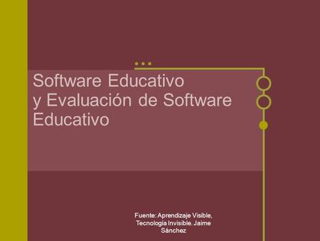 Software Educativo y Evaluación de Software Educativo