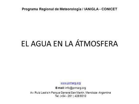 Programa Regional de Meteorología / IANIGLA - CONICET