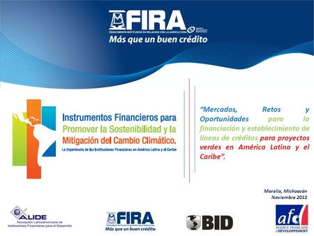 “Mercados, Retos y Oportunidades para la financiación y establecimiento de líneas de créditos para proyectos verdes en América Latina y el Caribe”. Morelia,