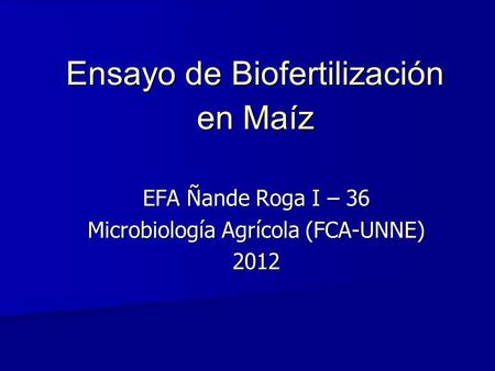 Ensayo de Biofertilización en Maíz