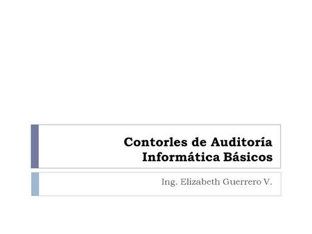 Contorles de Auditoría Informática Básicos Ing. Elizabeth Guerrero V.
