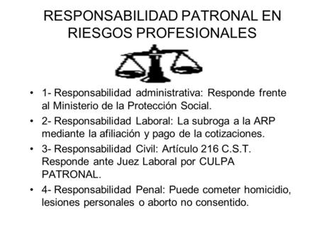 RESPONSABILIDAD PATRONAL EN RIESGOS PROFESIONALES