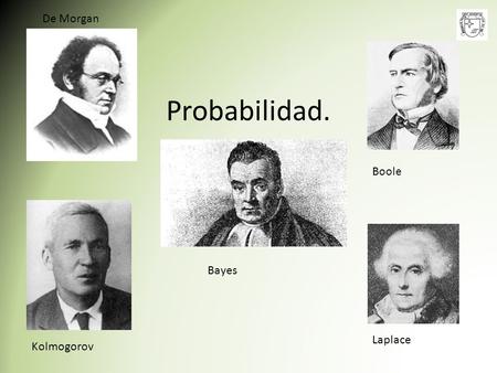 De Morgan Probabilidad. Boole Bayes Laplace Kolmogorov.