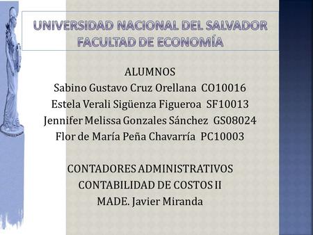 UNIVERSIDAD NACIONAL DEL SALVADOR facultad de economía
