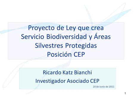 Ricardo Katz Bianchi Investigador Asociado CEP 20 de Junio de 2011