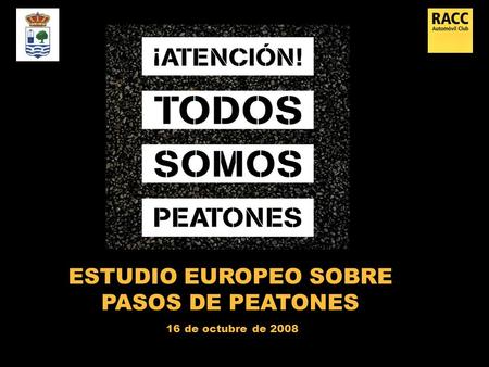 ESTUDIO EUROPEO SOBRE PASOS DE PEATONES 16 de octubre de 2008.