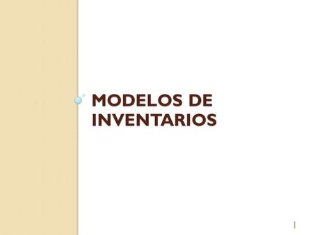 Modelos de inventarios