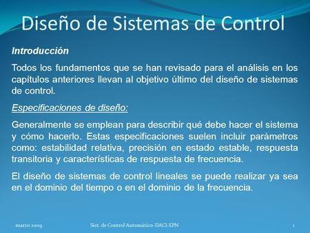 Diseño de Sistemas de Control