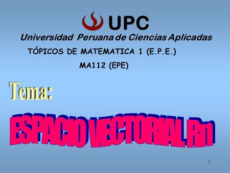 UPC Tema: ESPACIO VECTORIAL Rn