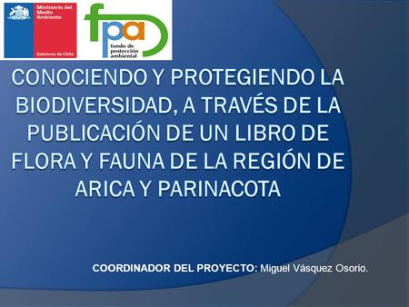 COORDINADOR DEL PROYECTO: Miguel Vásquez Osorio..