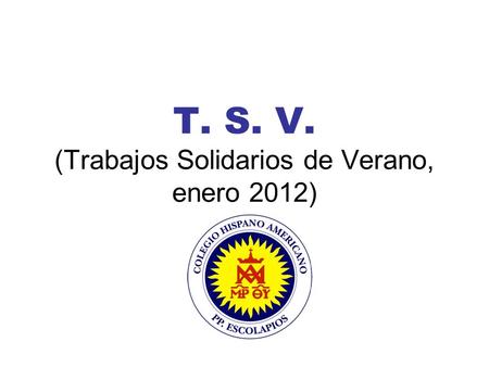 T. S. V. (Trabajos Solidarios de Verano, enero 2012)