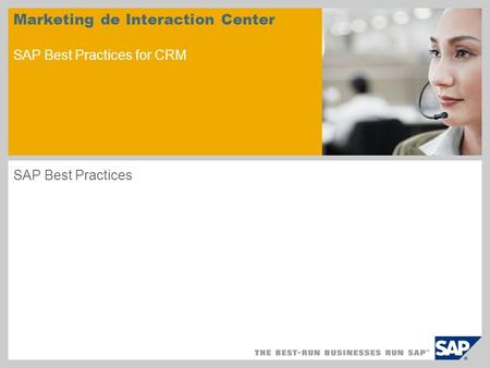 Marketing de Interaction Center SAP Best Practices for CRM