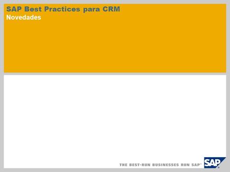 SAP Best Practices para CRM Novedades