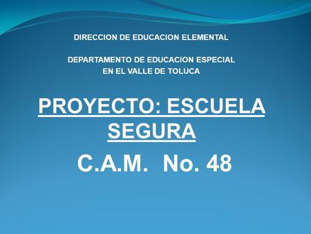 C.A.M. No. 48 PROYECTO: ESCUELA SEGURA