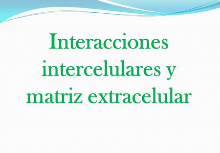 Interacciones intercelulares y matriz extracelular