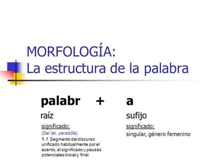 MORFOLOGÍA: La estructura de la palabra