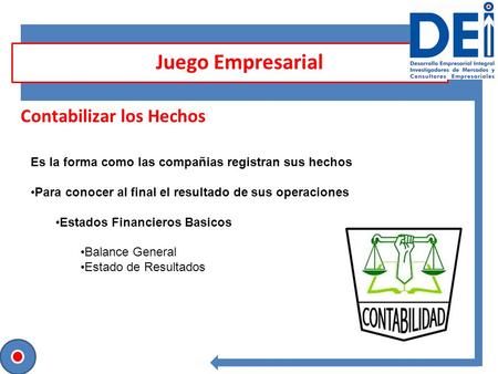 Juego Empresarial Contabilizar los Hechos