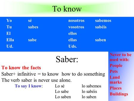 Saber: To know To know the facts