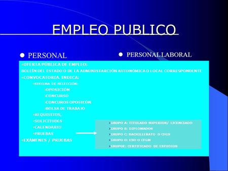 EMPLEO PUBLICO PERSONAL FUNCIONARIO PERSONAL LABORAL