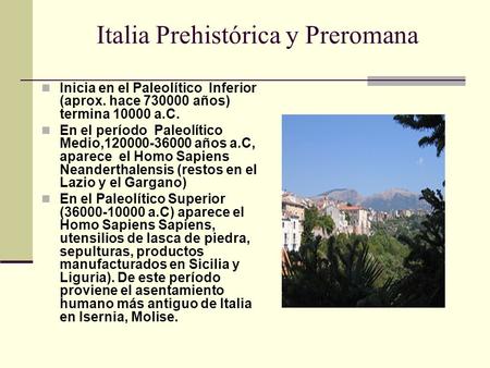 Italia Prehistórica y Preromana