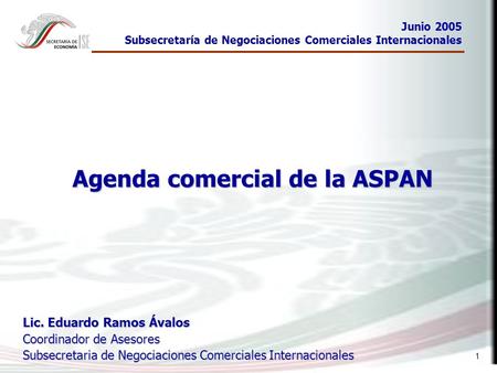 Agenda comercial de la ASPAN