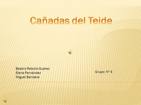 Cañadas del Teide Beatriz Rebollo Suárez Elena Fernández Grupo: Nº 4