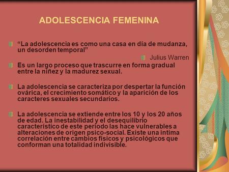 ADOLESCENCIA FEMENINA