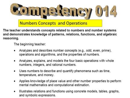 Competency 014 Numbers Concepts and Operations.