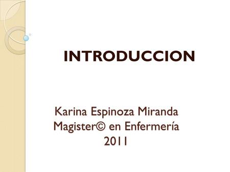 Karina Espinoza Miranda Magister© en Enfermería 2011