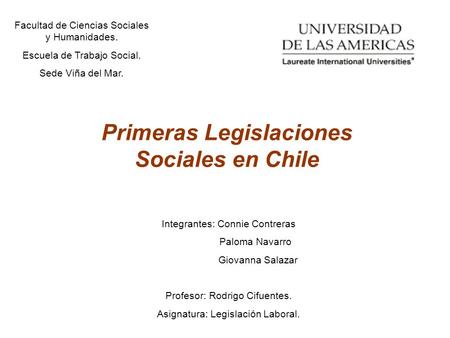 Primeras Legislaciones Sociales en Chile
