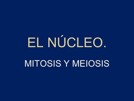 EL NÚCLEO. MITOSIS Y MEIOSIS.