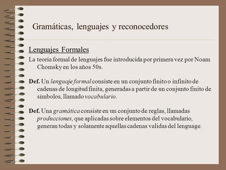 Gramáticas, lenguajes y reconocedores