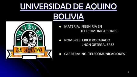 UNIVERSIDAD DE AQUINO BOLIVIA