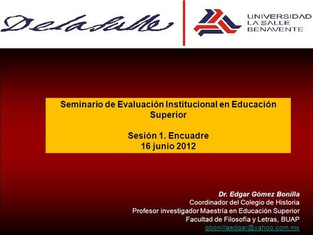 Seminario de Evaluación Institucional en Educación Superior