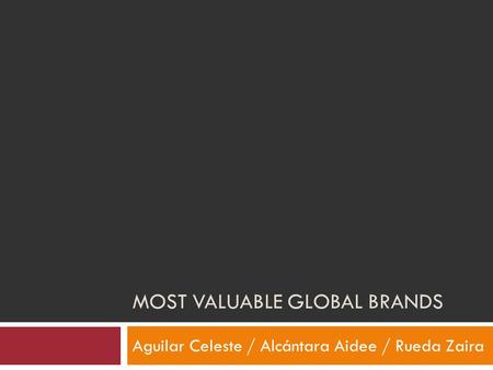 MOST VALUABLE GLOBAL BRANDS Aguilar Celeste / Alcántara Aidee / Rueda Zaira.