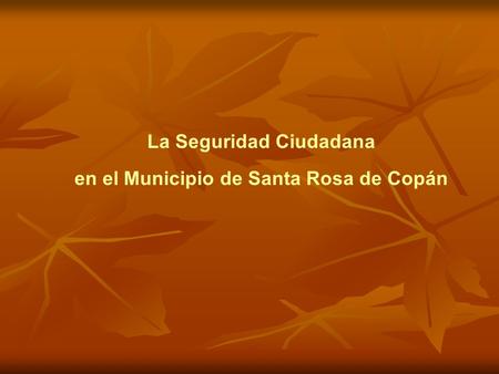 La Seguridad Ciudadana en el Municipio de Santa Rosa de Copán