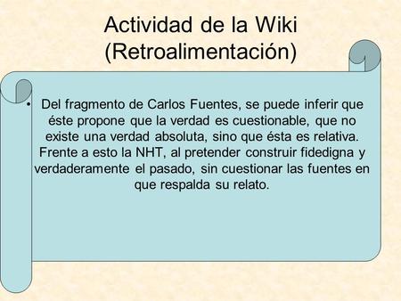Actividad de la Wiki (Retroalimentación)